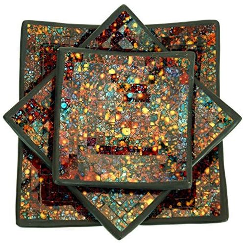  Marke: Guru-Shop Guru-Shop Eckige Mosaikschale, Untersetzer, Dekoschale, Handgearbeitete Keramik & Glas Obst Schale - Design 5, Mehrfarbig, Groesse: Mittel (25x25 Cm), Schalen