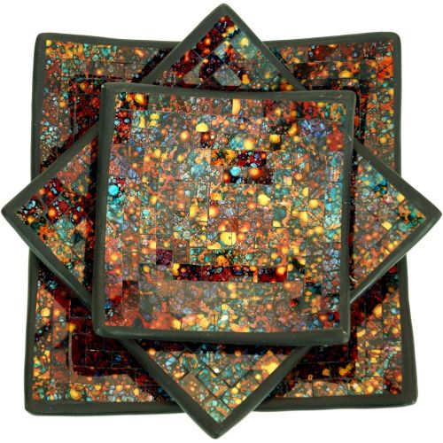  Marke: Guru-Shop Guru-Shop Eckige Mosaikschale, Untersetzer, Dekoschale, Handgearbeitete Keramik & Glas Obst Schale - Design 5, Mehrfarbig, Groesse: Mittel (25x25 Cm), Schalen