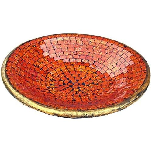  Guru-Shop Round Mosaic Bowl / Coaster - Decorative Bowl - Handmade Ceramic & Glass Fruit Bowls