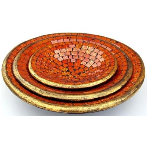  Guru-Shop Round Mosaic Bowl / Coaster - Decorative Bowl - Handmade Ceramic & Glass Fruit Bowls