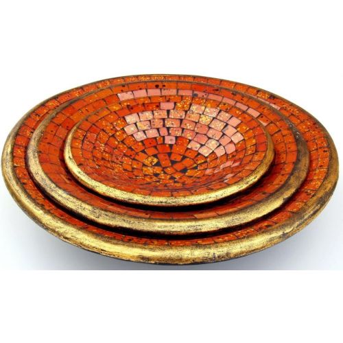  Guru-Shop Round Mosaic Bowl / Coaster - Decorative Bowl - Handmade Ceramic & Glass Fruit Bowls