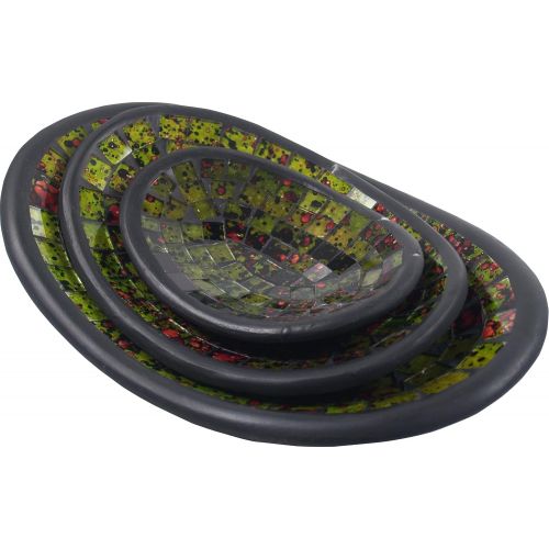  Guru-Shop Oval Mosaic Bowl, Coasters, Decorative Bowl, Handmade Ceramic & Glass Fruit Bowl, Bowls