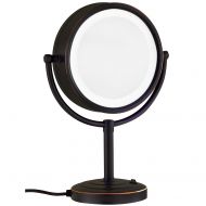 GURUN 8.5-Inch Tabletop Oil Rubbed Bronze Double-Sided LED Lighted Makeup Mirror with 7x Magnification, M2208DO(8.5in,7x)