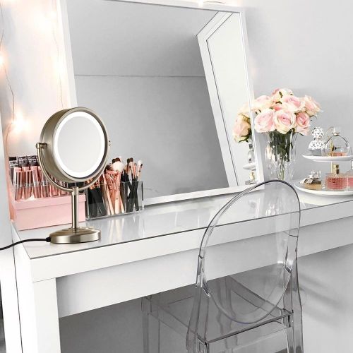  GURUN8.5-Inch Tabletop Double-Sided LED Lighted Makeup Mirror with 10x Magnification, Nickel...