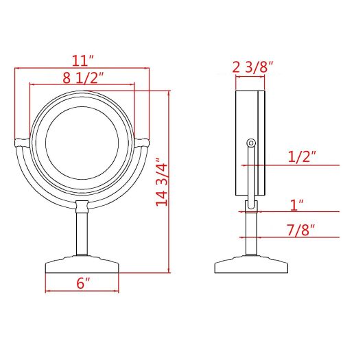  GURUN8.5-Inch Tabletop Double-Sided LED Lighted Makeup Mirror with 10x Magnification, Nickel...