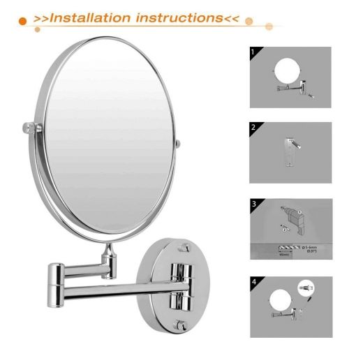  GURUN 8-Inch Two Sided Makeup Mirrors Dual Arm Wall Mount Mirror with 10x Magnification,Chrome...