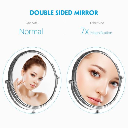  GURUN 8-Inch Two Sided Makeup Mirrors Dual Arm Wall Mount Mirror with 10x Magnification,Chrome...