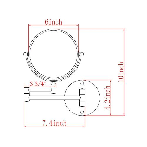  GURUN 8-Inch Two Sided Makeup Mirrors Dual Arm Wall Mount Mirror with 10x Magnification,Chrome...