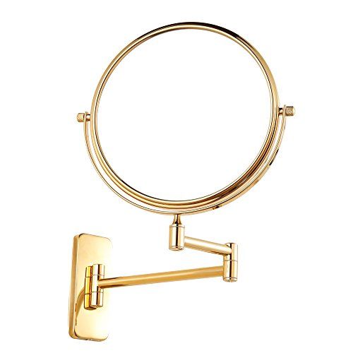  GURUN 8-Inch Double-Sided Wall Mounted Makeup Mirror with 10x Magnification,Gold Finish M1406J(8in,10x)