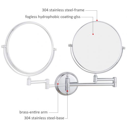  GURUN 6 Inch Two-Sided Swivel Wall Mount Mirror with 7X Magnification Makeup Mirror for Bathroom Chrome Finished M1306(6in,7X)