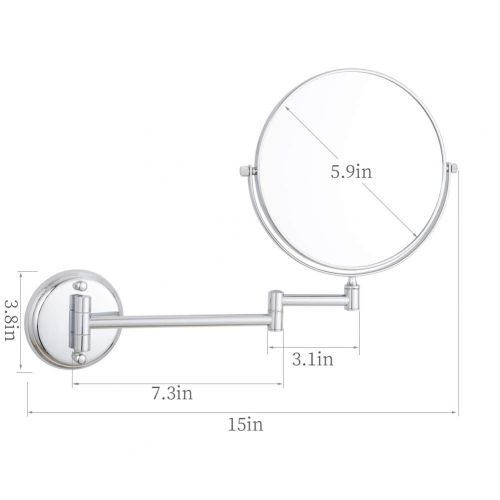  GURUN 6 Inch Two-Sided Swivel Wall Mount Mirror with 7X Magnification Makeup Mirror for Bathroom Chrome Finished M1306(6in,7X)