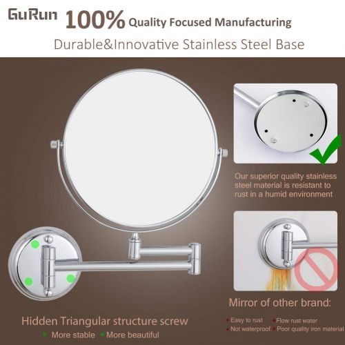  GURUN 6 Inch Two-Sided Swivel Wall Mount Mirror with 7X Magnification Makeup Mirror for Bathroom Chrome Finished M1306(6in,7X)