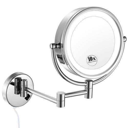  GURUN 8.5 Inch LED Lighted Wall Mount Makeup Mirrors with 5x Magnification,Chrome M1809D(8.5in,5x)