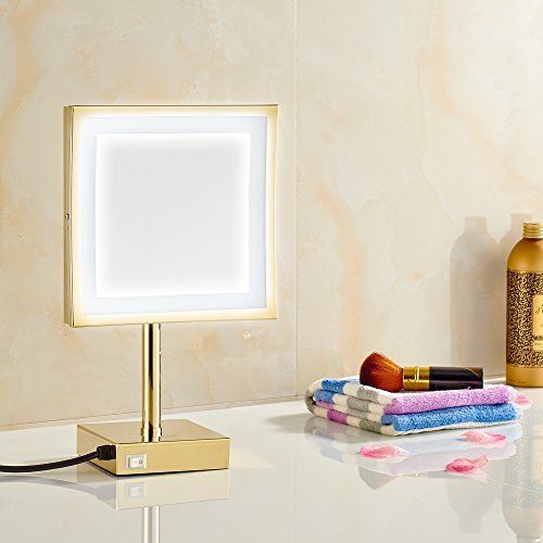  GURUN 8.5 inch Square Makeup Mirror with Lights Led 3x Magnification,Chrome Finish M2205D(8.5in,3)