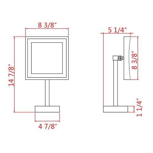  GURUN 8.5 inch Square Makeup Mirror with Lights Led 3x Magnification,Chrome Finish M2205D(8.5in,3)