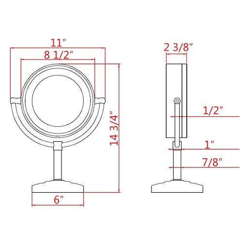  GURUN 8.5-Inch Tabletop Double-Sided LED Lighted Make-up Mirror with 7x Magnification,Gold Finish M2208DJ(8.5in,7x)