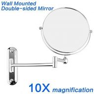 GURUN 10x Magnification Wall Mounted Mirror Swing ArmTwo Sided,8 Inch, Solid Bathroom Mirrors Wall Mounted Chrome Finish M1207(8in,10x)