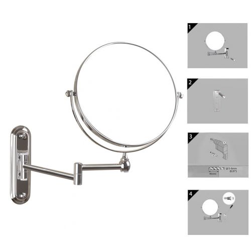  GURUN 10x Magnification Wall Mounted Mirror Swing ArmTwo Sided,8 Inch, Solid Bathroom Mirrors Wall Mounted Chrome Finish M1207(8in,10x)