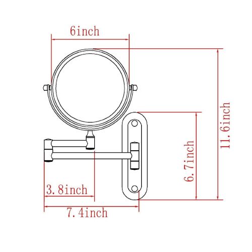  GURUN 10x Magnification Wall Mounted Mirror Swing ArmTwo Sided,8 Inch, Solid Bathroom Mirrors Wall Mounted Chrome Finish M1207(8in,10x)