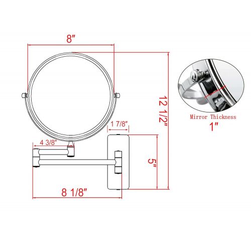  GURUN 8-Inch Double-Sided Wall Mount Makeup Mirrors with 10x Magnification, Antique Brass Finished M1406K(8 inch10Magnification)