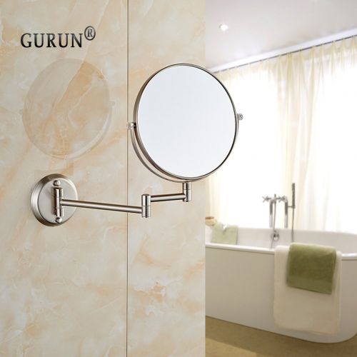  GuRun Wall Mount Vanity Makeup Mirror with 10x Magnification Brush Nickel,Two-Sided Manifying Mirror, 8 Inch, M1306N (8 Inches,10x)