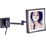 GURUN 8.5-Inch Adjustable LED Lighted Wall Mount Makeup Mirror with 3X Magnification,Oil-Rubbed Bronze Finish M1802DO(8.5in,3X)