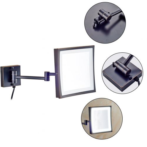  GURUN 8.5-Inch Adjustable LED Lighted Wall Mount Makeup Mirror with 3X Magnification,Oil-Rubbed Bronze Finish M1802DO(8.5in,3X)