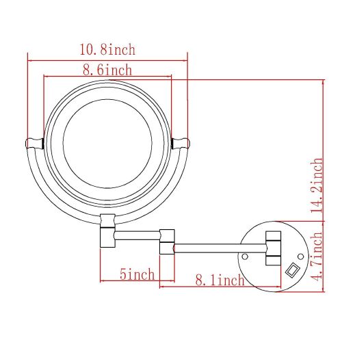  GURUN 8.5 Inch LED Lighted Wall Mount Hardwired Makeup Mirror with 10x Magnification,direct wire,Chrome Finish M1809D (10x, Chrome hardwire)