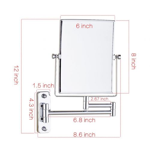  GURUN Wall Mount Rectangular Makeup Mirror, 3X Magnification, Chrome(1401,3X)