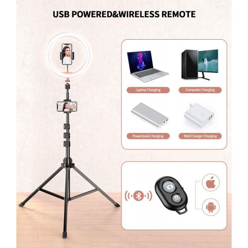  [아마존베스트]10.2 Selfie Ring Light, GUSGU Mini LED Camera Light Dimmable Desktop Circle Lamp with Cell Phone Holder and Tripod Stand for YouTube Video/Makeup Live Stream/TikTok …