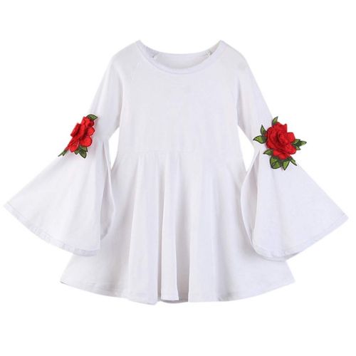  GUTTEAR Infant Baby Girls Flare Sleeve Embroidery Floral Princess Dress Outfits
