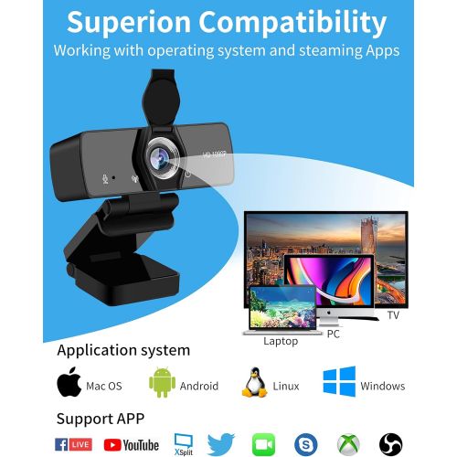  GUZIAVA Webcam with Microphone,Steaming Web Camera 1080p HD USB Computer Cameras for Steaming/Recording/Gaming/Conferenceing/Calling/Teaching,Laptop/Desktop Mac
