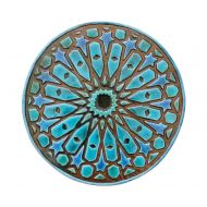 GVEGA Garden decor  Ceramic tiles  Outdoor Wall Art  Yard art  Decorative wall tiles  Circle art  Moroccan #5  30cm  Turquoise