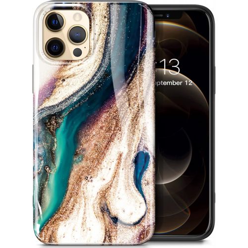  [아마존베스트]GVIEWIN Aurora Lite Series Case Compatible with iPhone 12 Pro 6.1” 2020/Compatible with iPhone 12 6.1” 2020, Ultra Slim Thin Glossy Soft Marble TPU Shockproof Scratch-Proof Phone C