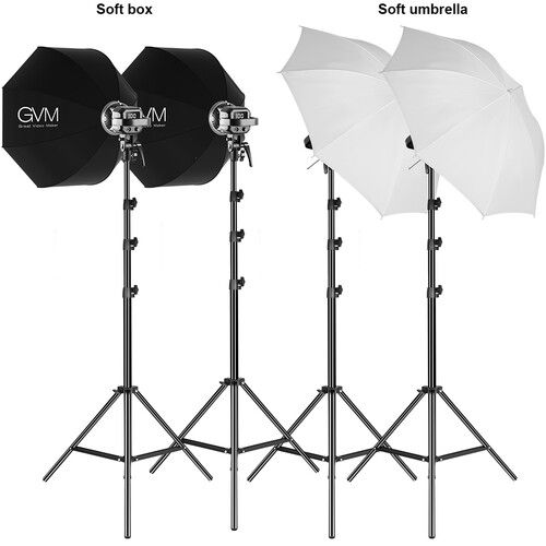  GVM P80S LED 4-Light Kit with Umbrellas, Softboxes, and Backdrops
