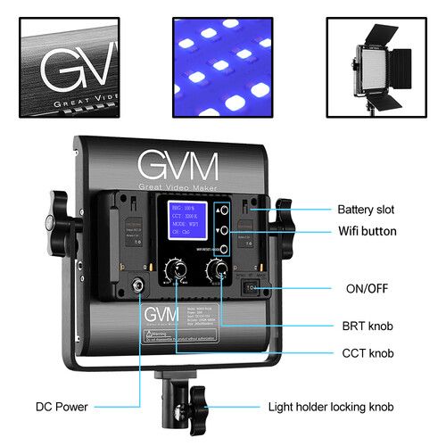  GVM 800D-RGB LED Light Panel (2-Light Kit)