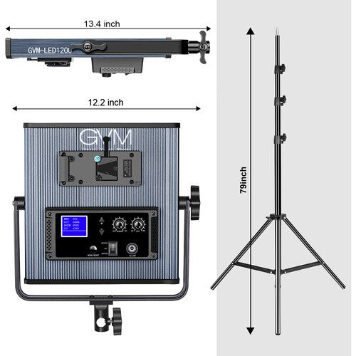  GVM LED1200 Bi-Color LED Light Panel 2-Light Kit with Stands