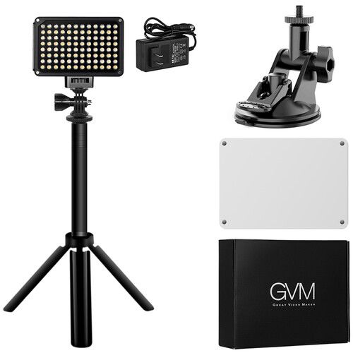  GVM Variable-Color On-Camera LED Light Kit with Mini Tripod & Suction Mount