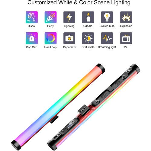  GVM BD25R Bi-Color RGB LED Light Wand 2-Light Kit (24