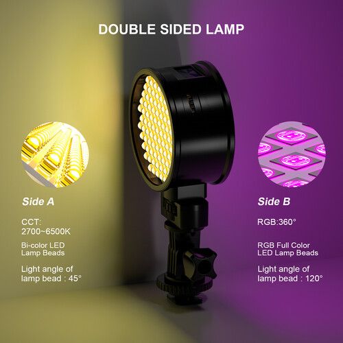  GVM 7SM Double-Sided Mini On-Camera Bicolor & RGB LED Video Light