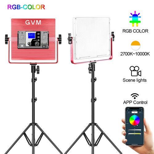  GVM RGB LED Soft Video Light Panel Kit R50R288-2L