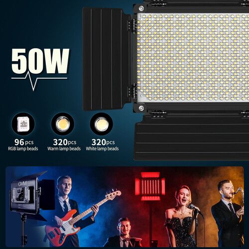  GVM 1000D RGB LED Light Panel (2-Light Kit with Softboxes)