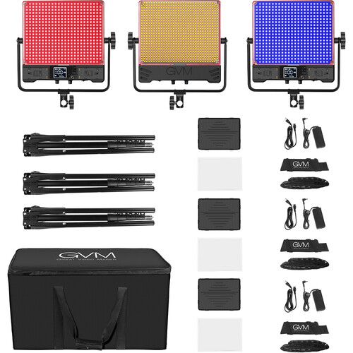  GVM 50SM Double-Sided Bi-Color & RGB LED Light Panel (3-Light Kit)