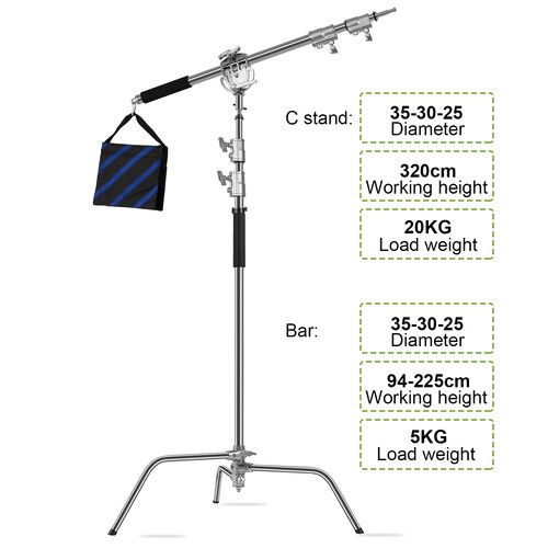  GVM C360 Turtle Base C-Stand and Cross Arm Boom Kit (10.5')