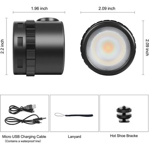  GVM Mini Waterproof RGB LED On-Camera Light