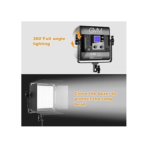  GVM RGB LED Video Light, 800D Studio Light with APP Control Lighting Kit Photography Light 1 Pack with 8 Kinds Scene Lights, 3200-5600K CRI 97 LED Panel Light for YouTube Studio, Video, Portrait