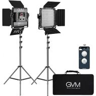 GVM 2 Pack LED Video Lighting Kits with APP Control, Bi-Color Variable 2300K~6800K with Digital Display Brightness of 10~100% for Video Photography, CRI97+ TLCI97 Led Video Light Panel +Barndoor