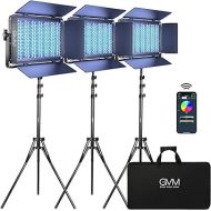 GVM 1500D RGB LED Video Light, 75W Video Lighting Kit with Bluetooth Control, 3 Packs Led Panel Light for Photography, YouTube Studio, Video Shooting, Broadcasting, Conference, 1128 Led Beads
