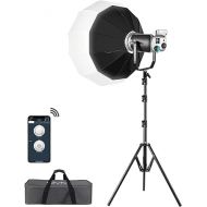 GVM 200W LED Video Light with Lantern Softbox, SD200D Photography Studio Lighting Kit with Bluetooth/DMX Control, 93000lux@0.5m 3200K-5600K Bi-Color Continuous Output Lighting for YouTube