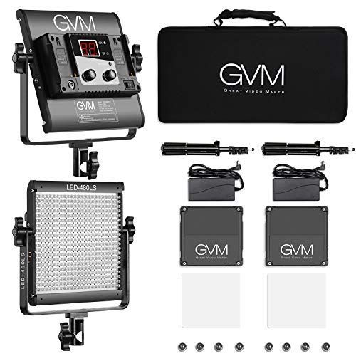  [아마존 핫딜]  [아마존핫딜]GVM Great Video Maker GVM 2 Pack LED Video Lighting Kits with APP Control, Bi-Color Variable 2300K~6800K with Digital Display Brightness of 10~100% for Video Photography, CRI97+ TLCI97 Led Video Light P